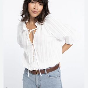 Sanctuary "Don't Forget" White 100% Cotton Blouse Size S 💜